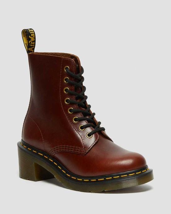 Brown Abruzzo Wp Women's Dr Martens Clemency Leather Ankle Boots | 621853-ZHU