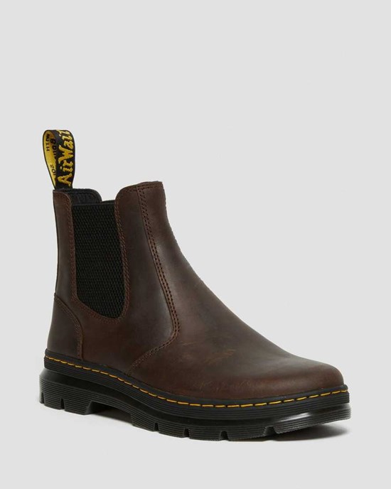 Brown Crazy Horse Leather Men's Dr Martens Embury Crazy Horse Leather Ankle Boots | 514902-BTP