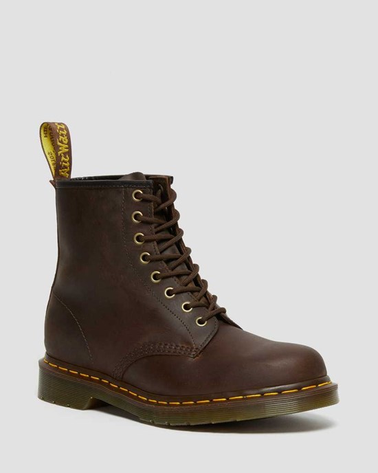 Brown Crazy Horse Leather Men's Dr Martens 1460 Crazy Horse Leather Lace Up Boots | 692547-JUM