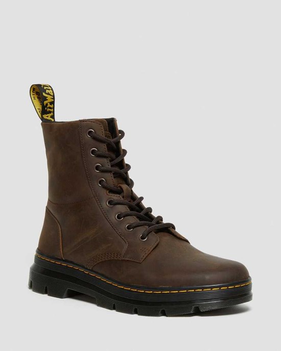 Brown Crazy Horse Leather Men's Dr Martens Combs Crazy Horse Leather Ankle Boots | 851760-IFJ