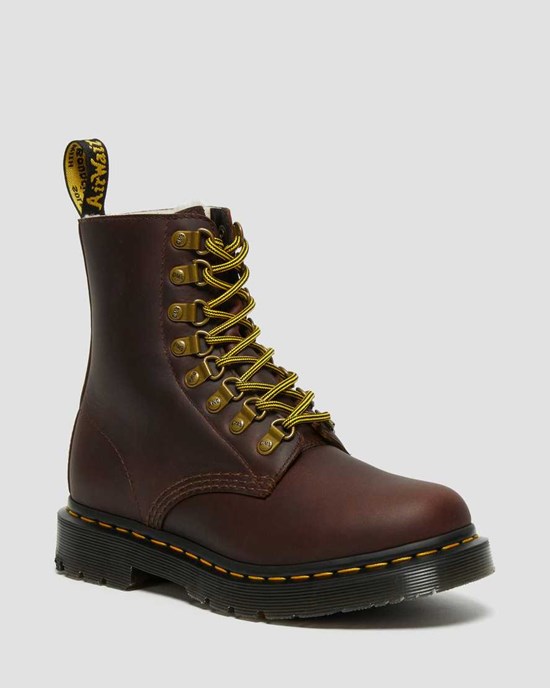 Brown Snowplow Women's Dr Martens 1460 Pascal DM's Wintergrip Leather Ankle Boots | 073815-PEZ