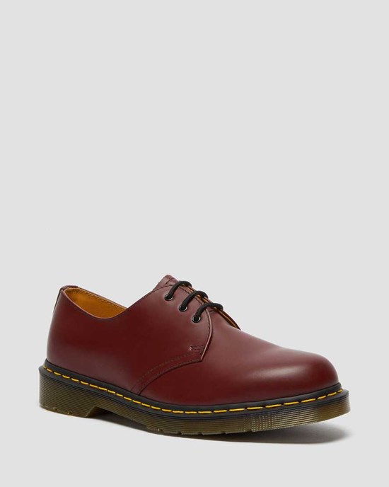 Cherry Red Smooth Leather Men's Dr Martens 1461 Smooth Leather Oxford Shoes | 831742-ZNI