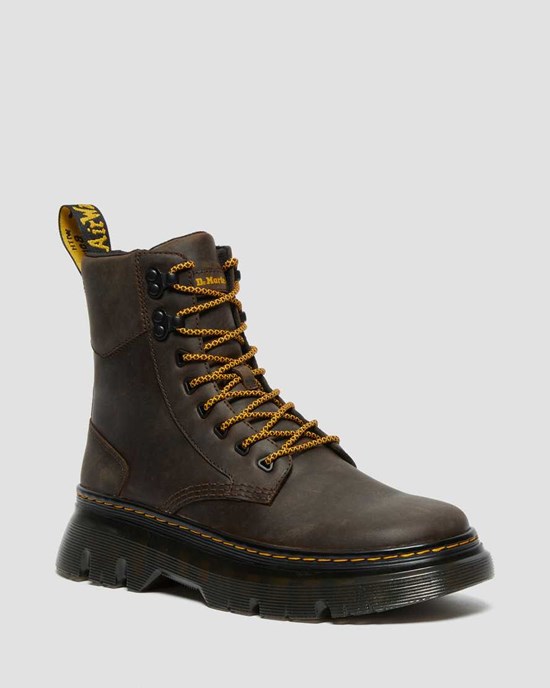 Dark Brown Crazy Horse Leather Men's Dr Martens Tarik Crazy Horse Leather Ankle Boots | 362870-LHG