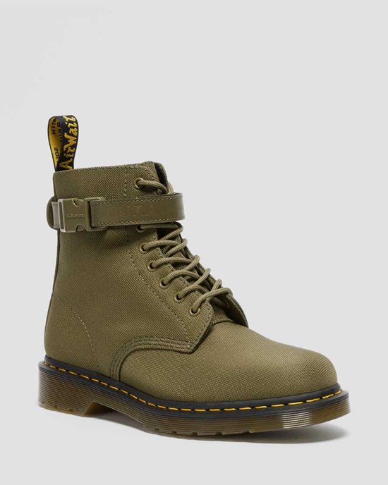 Dms Olive Extra Tough Nylon Men's Dr Martens 1460 Futura Olive Strap Ankle Boots | 075169-ENF