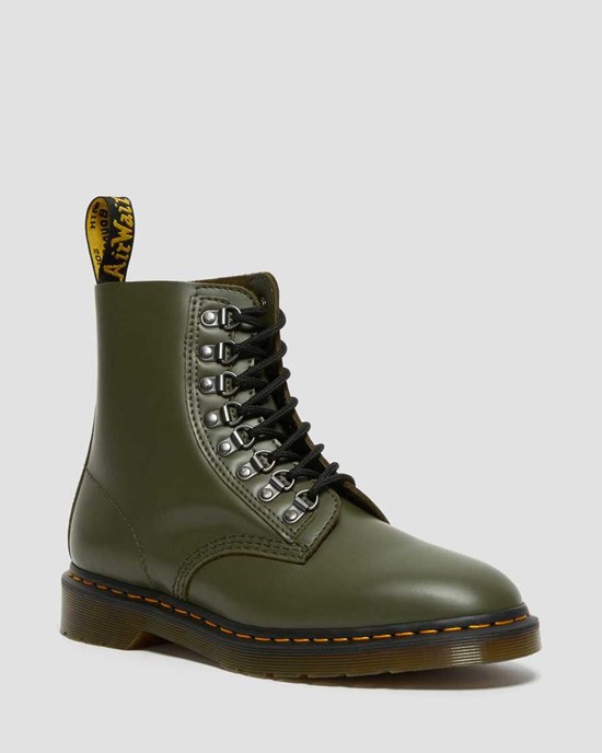 Green Smooth Leather Men's Dr Martens 1460 Pascal Verso Smooth Leather Ankle Boots | 561390-SXO