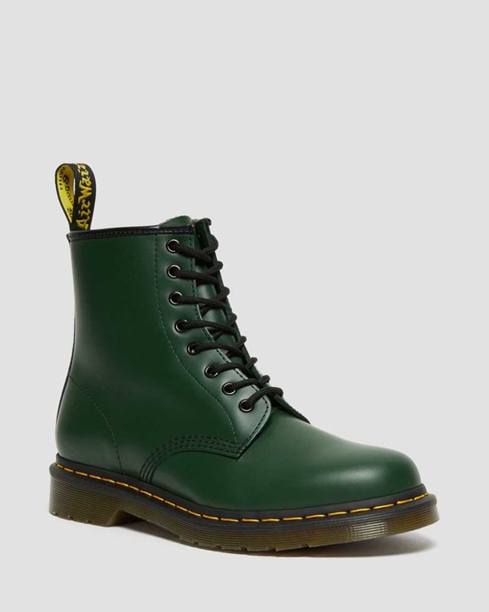 Green Smooth Leather Women's Dr Martens 1460 Smooth Leather Lace Up Boots | 146258-IVR