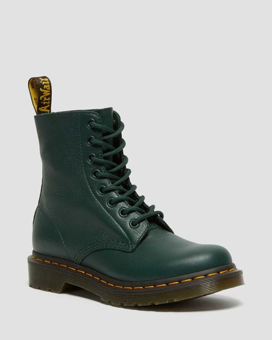 Green Virginia Women's Dr Martens 1460 Pascal Virginia Leather Lace Up Boots | 257816-WEP