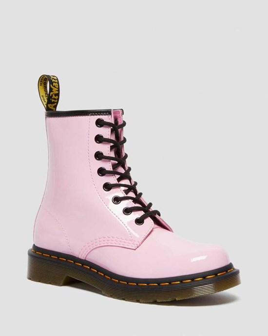 Pale Pink Patent Lamper Women's Dr Martens 1460 Patent Leather Ankle Boots | 340167-QZG