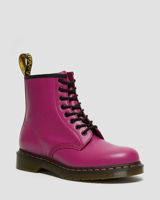 Pink Smooth Leather Men's Dr Martens 1460 Smooth Leather Lace Up Boots | 835461-RYC