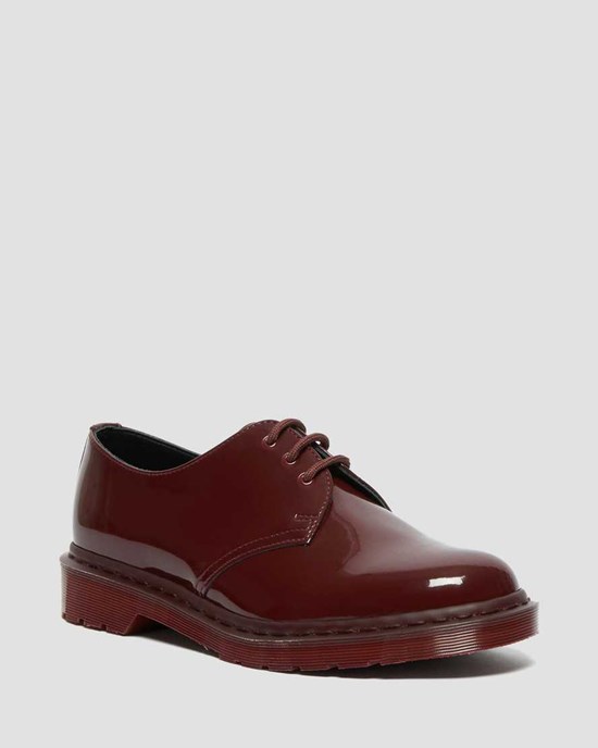 Red Patent Lamper Women's Dr Martens 1461 Made in England Mono Patent Leather Oxford Shoes | 158402-OKD