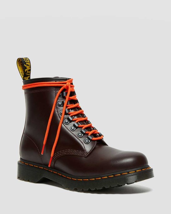 Red Smooth Leather Men's Dr Martens 1460 Ben Smooth Leather Ankle Boots | 028137-CLY