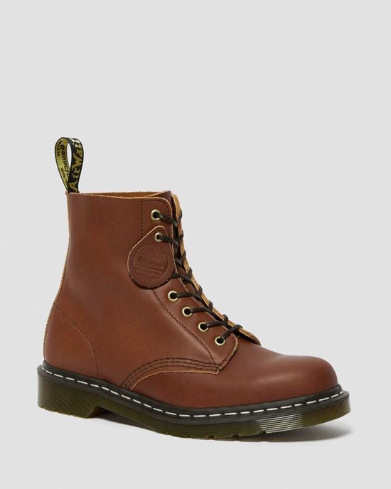 Tan Essex Veg Tan Men's Dr Martens 1460 Veg Tan Leather Ankle Boots | 428957-AUC