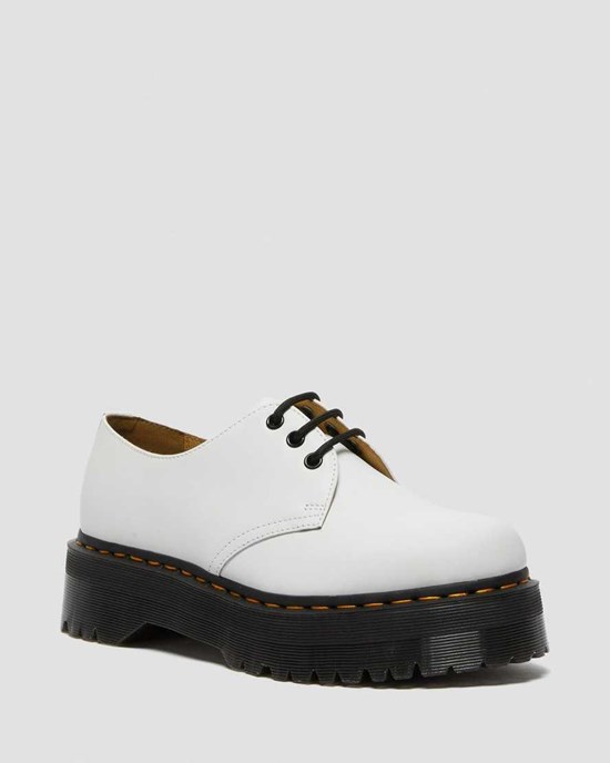 White Polished Smooth Men's Dr Martens 1461 Smooth Leather Oxford Shoes | 189073-PFD