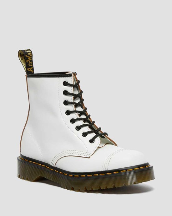 White Quilon Men's Dr Martens 1460 Bex Made in England Toe Cap Ankle Boots | 596872-AXE