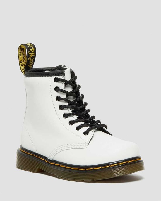 White Romario Kids' Dr Martens Toddler 1460 Leather Lace Up Boots | 301482-XGM