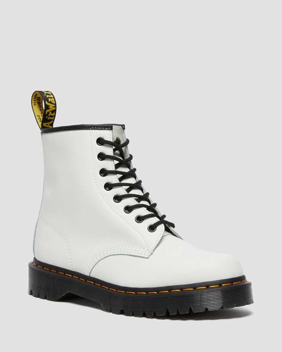 White Smooth Leather Men's Dr Martens 1460 Bex Smooth Leather Lace Up Boots | 576894-YXP