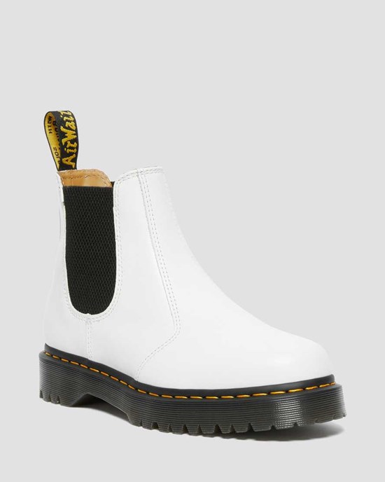 White Smooth Leather Women's Dr Martens 2976 Bex Smooth Leather Ankle Boots | 248375-FUC