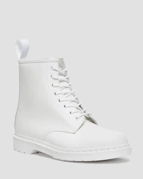 White Smooth Leather Women's Dr Martens 1460 Mono Smooth Leather Lace Up Boots | 408715-TZC