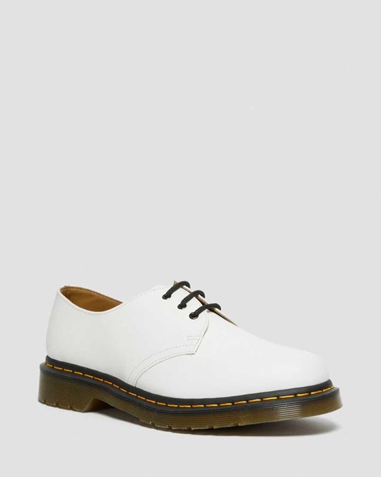 White Smooth Leather Women's Dr Martens 1461 Smooth Leather Oxford Shoes | 425901-WTL