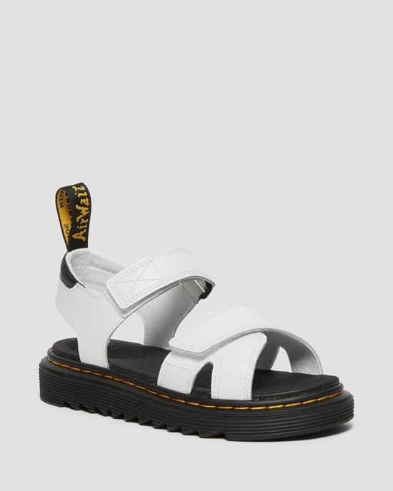 White T Lamper Kids' Dr Martens Junior Vossie Leather Sandals | 613982-GPK