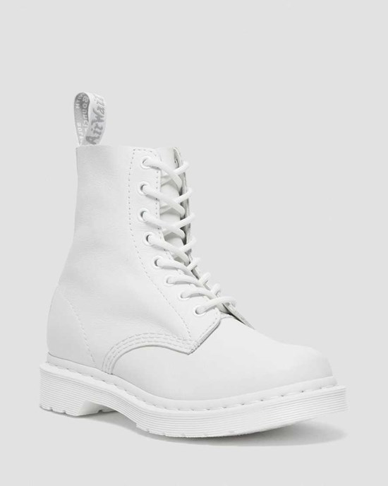 White Virginia Women's Dr Martens 1460 Pascal Mono Ankle Boots | 356104-KDC