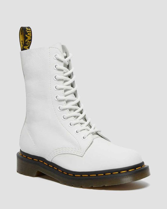 White Virginia Women's Dr Martens 1490 Virginia Leather Lace Up Boots | 765201-BXA