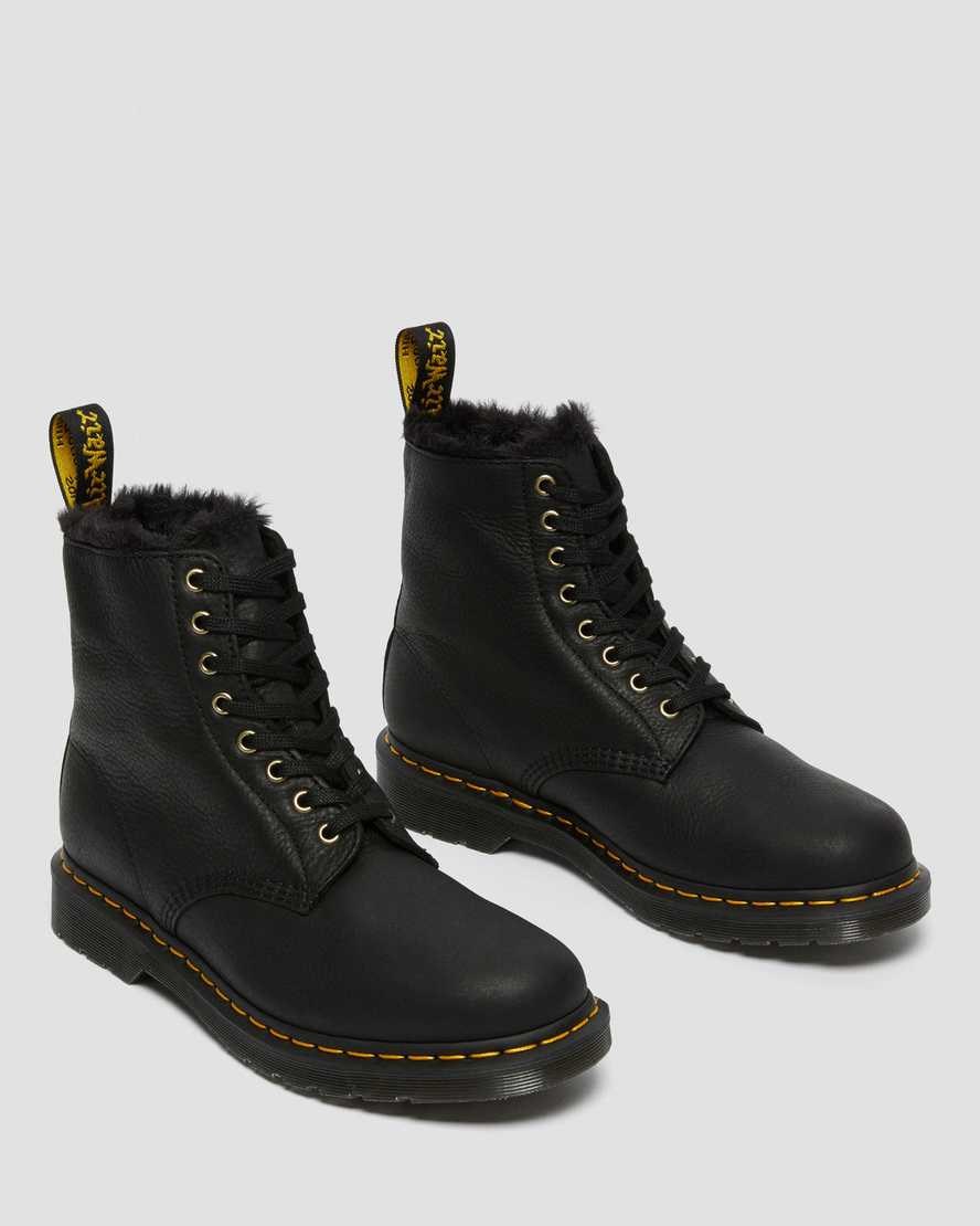 Black Ambassador Men's Dr Martens 1460 Pascal Faux Fur Lined Ankle Boots | 081675-SVY