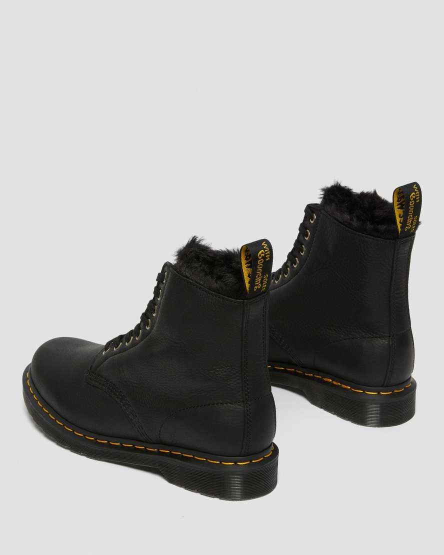 Black Ambassador Men's Dr Martens 1460 Pascal Faux Fur Lined Ankle Boots | 081675-SVY