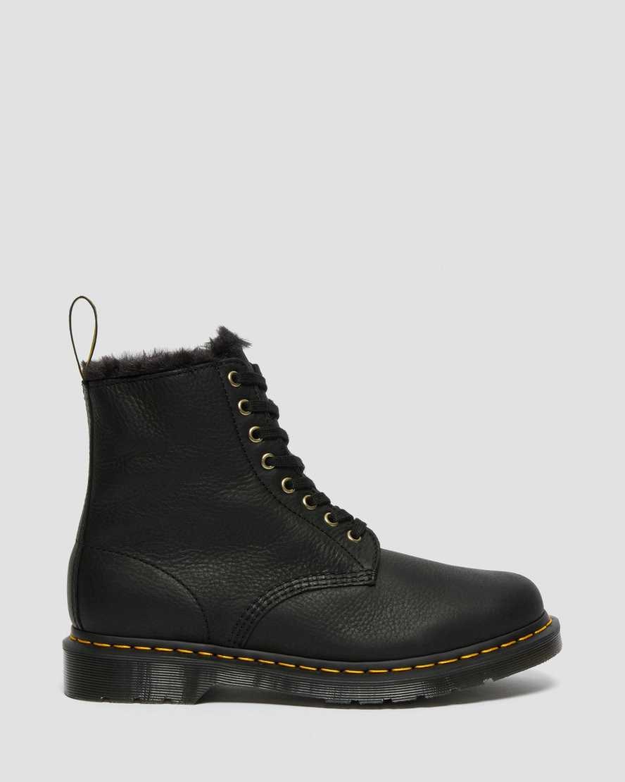 Black Ambassador Men's Dr Martens 1460 Pascal Faux Fur Lined Ankle Boots | 081675-SVY