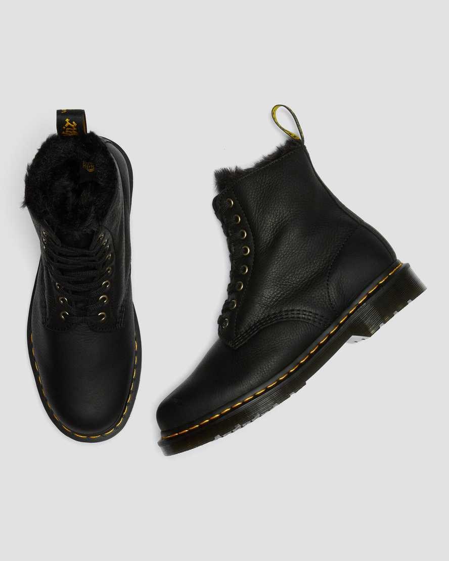 Black Ambassador Men's Dr Martens 1460 Pascal Faux Fur Lined Lace Up Boots | 286935-QCB