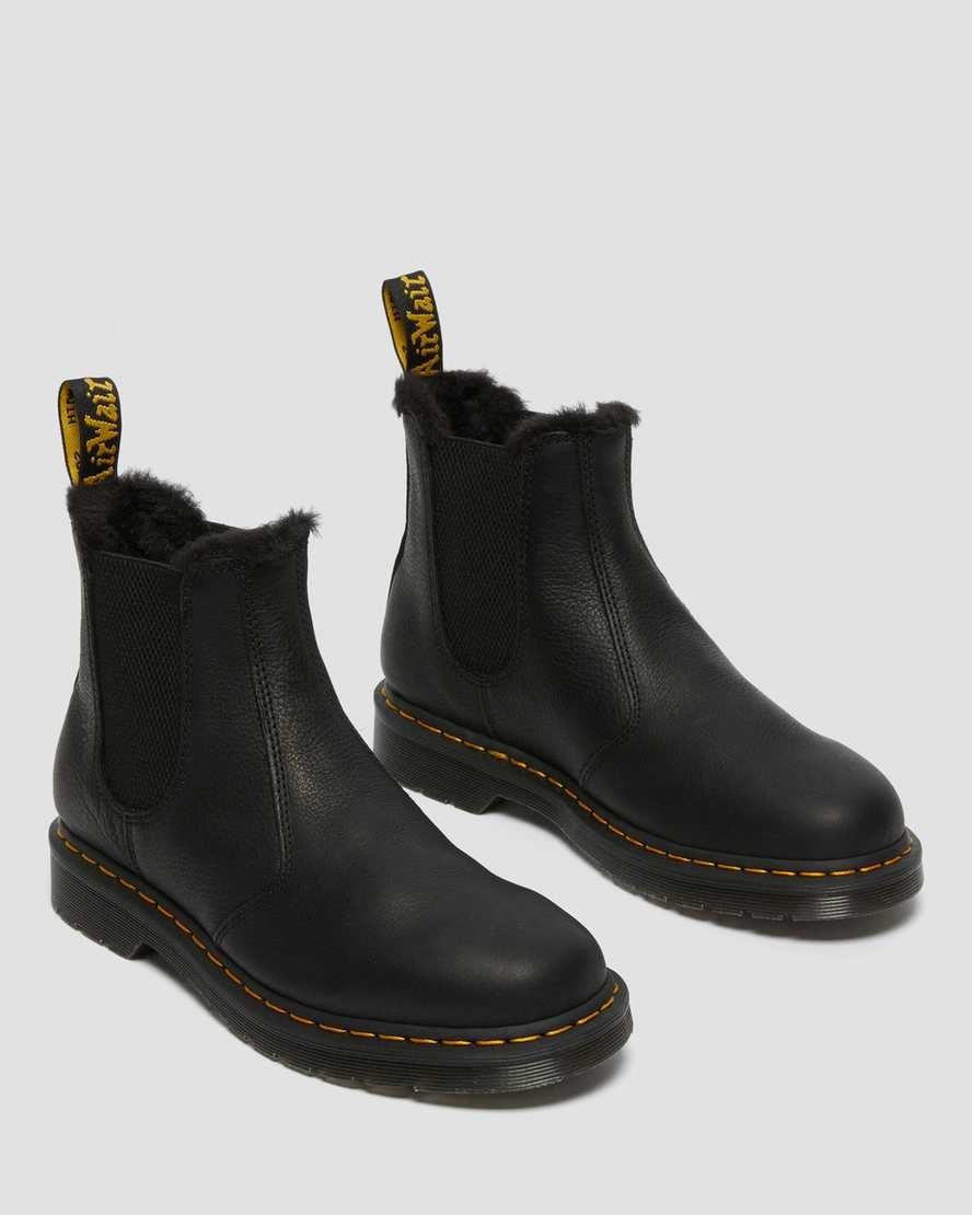 Black Ambassador Men's Dr Martens 2976 Faux Fur Lined Ankle Boots | 438096-XOS