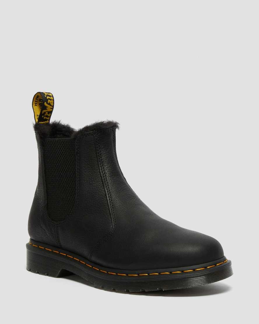 Black Ambassador Women's Dr Martens 2976 Faux Fur Lined Chelsea Boots | 407683-UXO