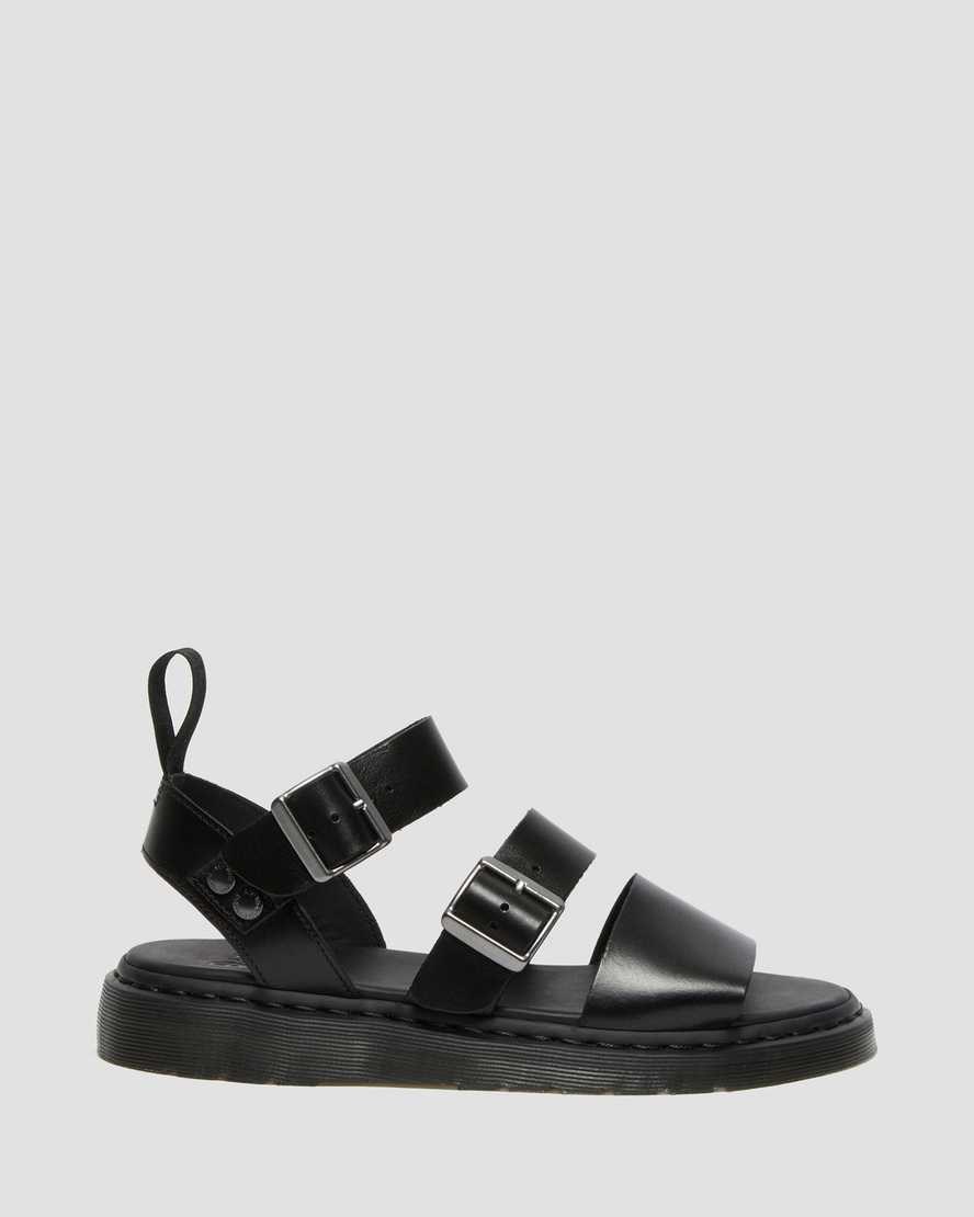 Black Brando Men's Dr Martens Gryphon Brando Leather Gladiator Sandals | 947126-WEK