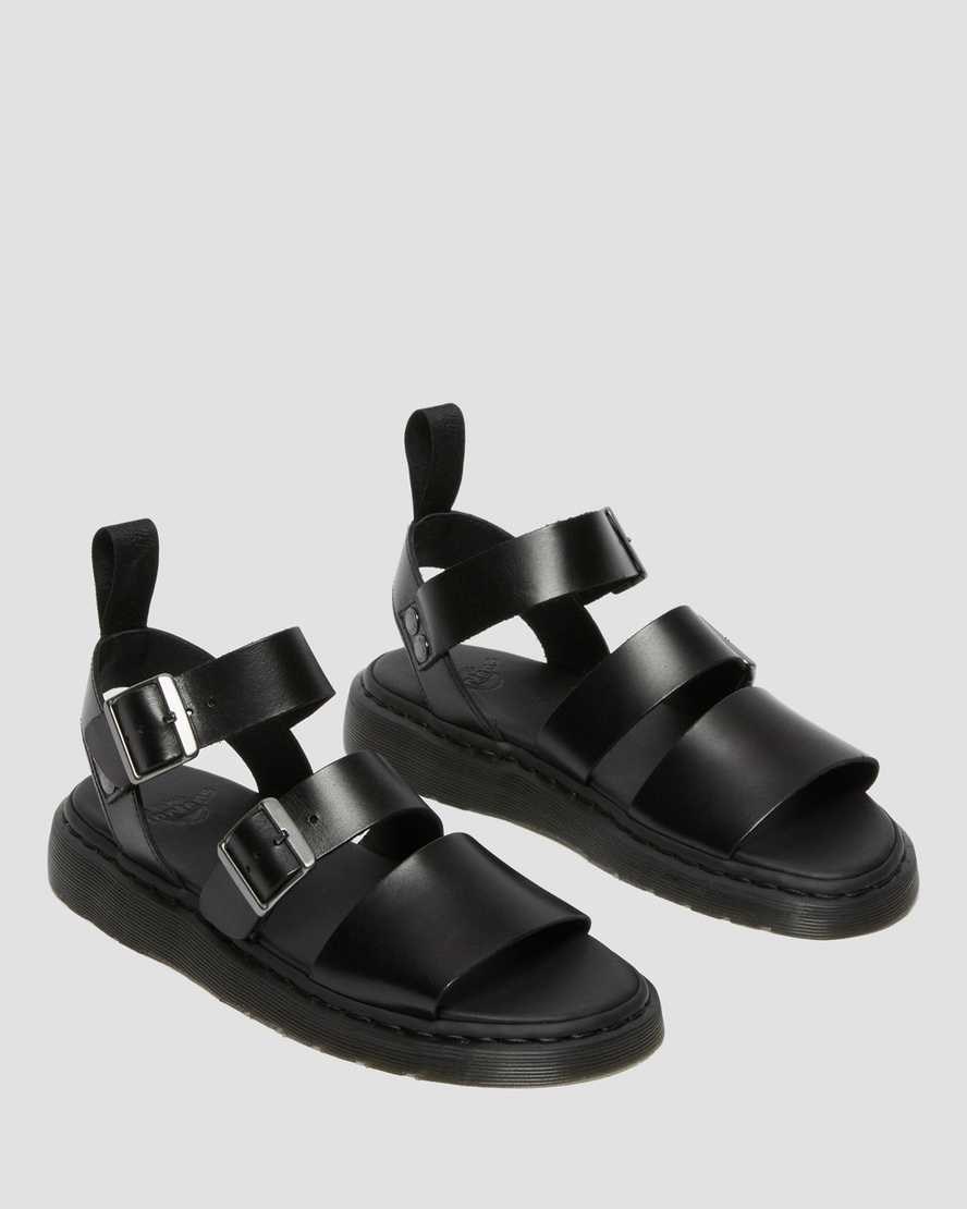 Black Brando Men's Dr Martens Gryphon Brando Leather Gladiator Sandals | 947126-WEK