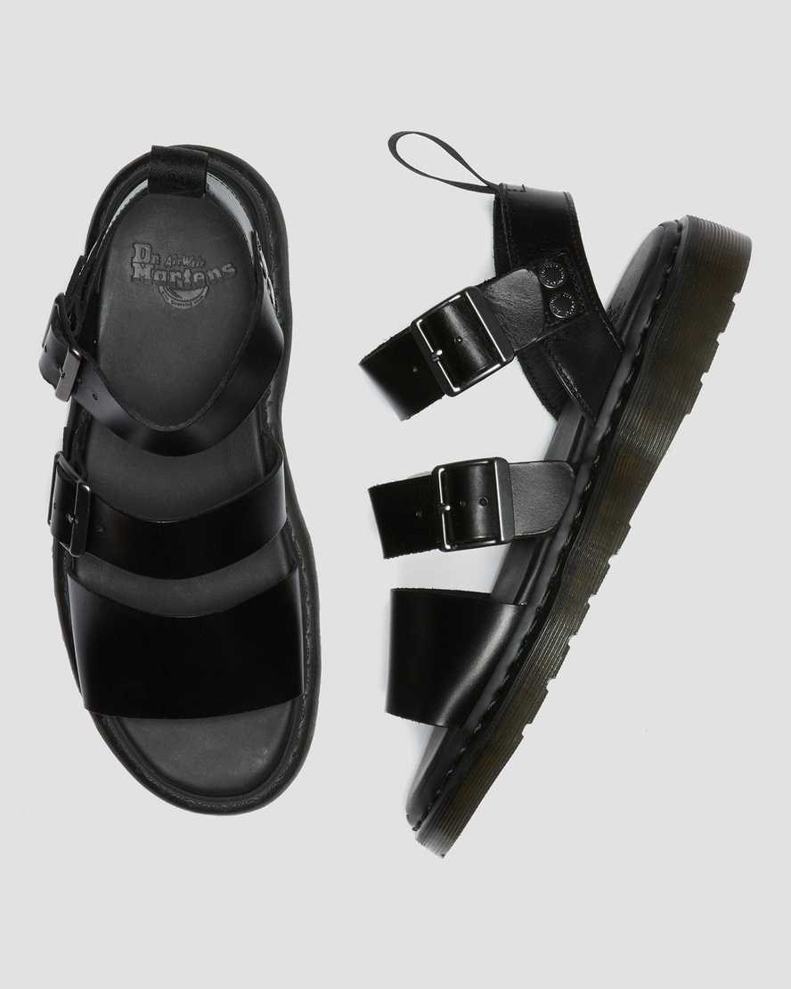 Black Brando Men's Dr Martens Gryphon Brando Leather Gladiator Sandals | 947126-WEK