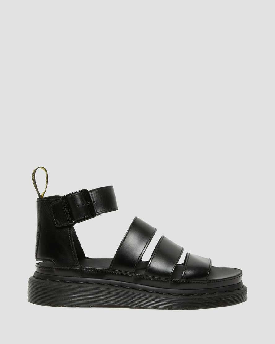 Black Brando Women's Dr Martens Clarissa II Leather Strap Sandals | 531480-QPA