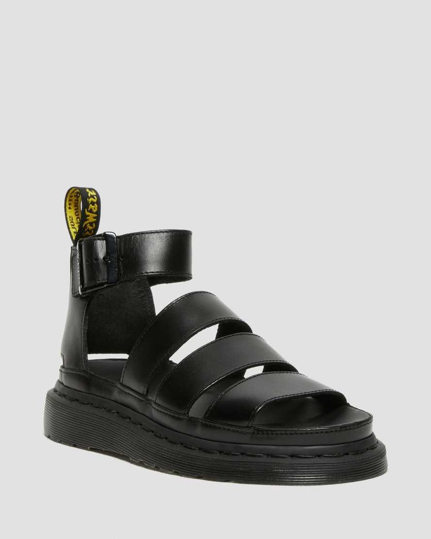 Black Brando Women's Dr Martens Clarissa II Leather Strap Sandals | 531480-QPA