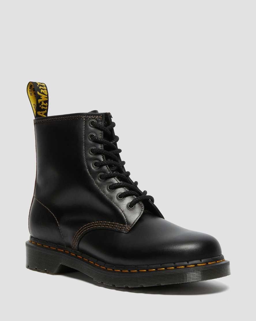 Black Brown Men\'s Dr Martens 1460 Abruzzo Leather Ankle Boots | 038597-GVI