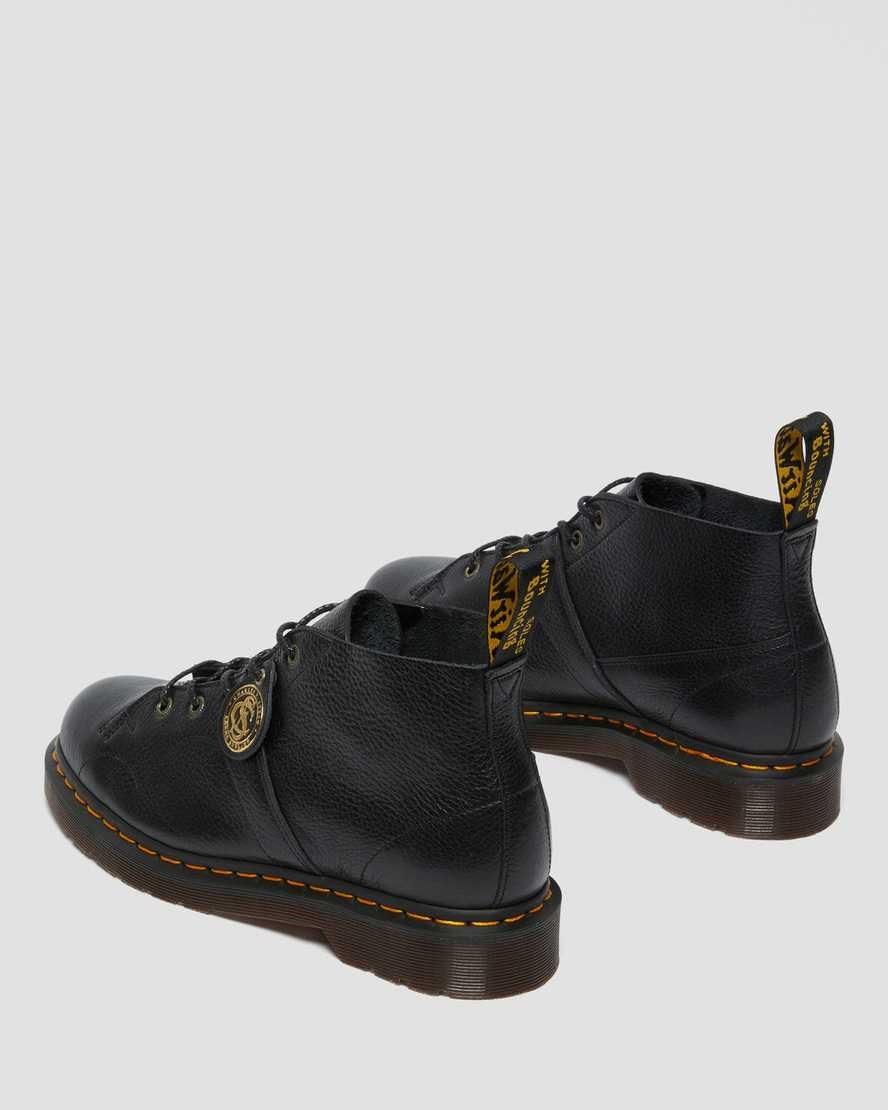 Black Buckingham Men's Dr Martens Church Buckingham Leather Monkey Ankle Boots | 750348-WSI