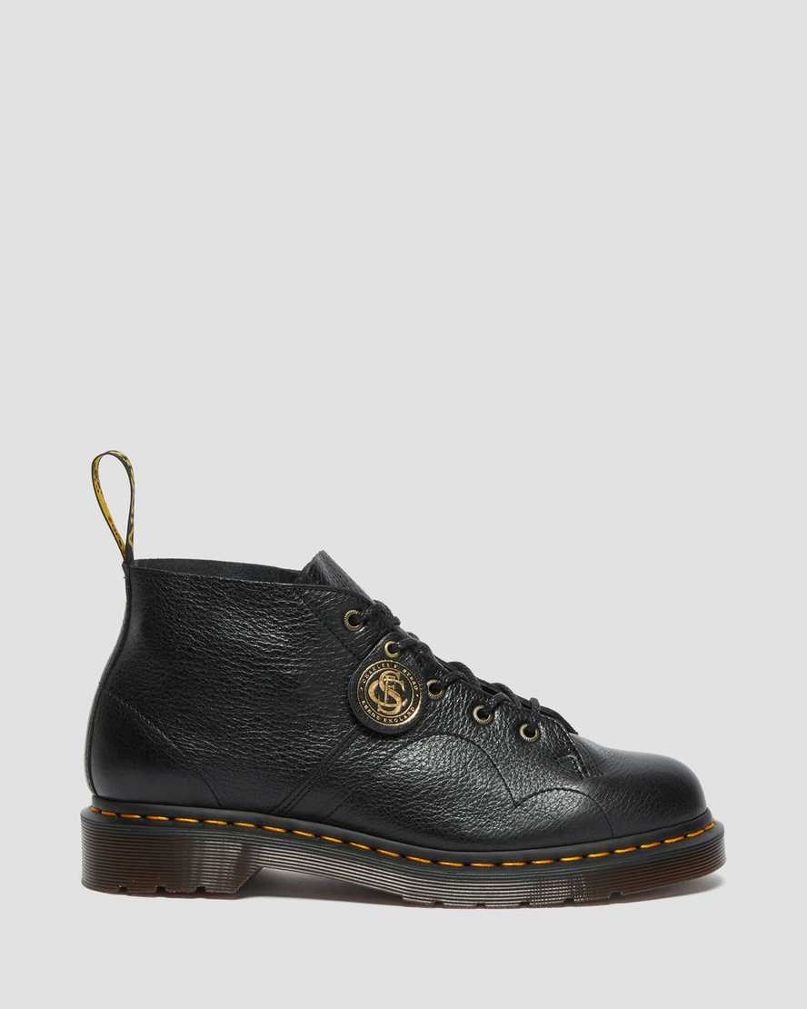 Black Buckingham Men's Dr Martens Church Buckingham Leather Monkey Ankle Boots | 750348-WSI