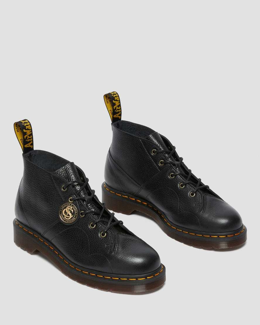 Black Buckingham Women's Dr Martens Church Buckingham Leather Monkey Ankle Boots | 182703-RFJ