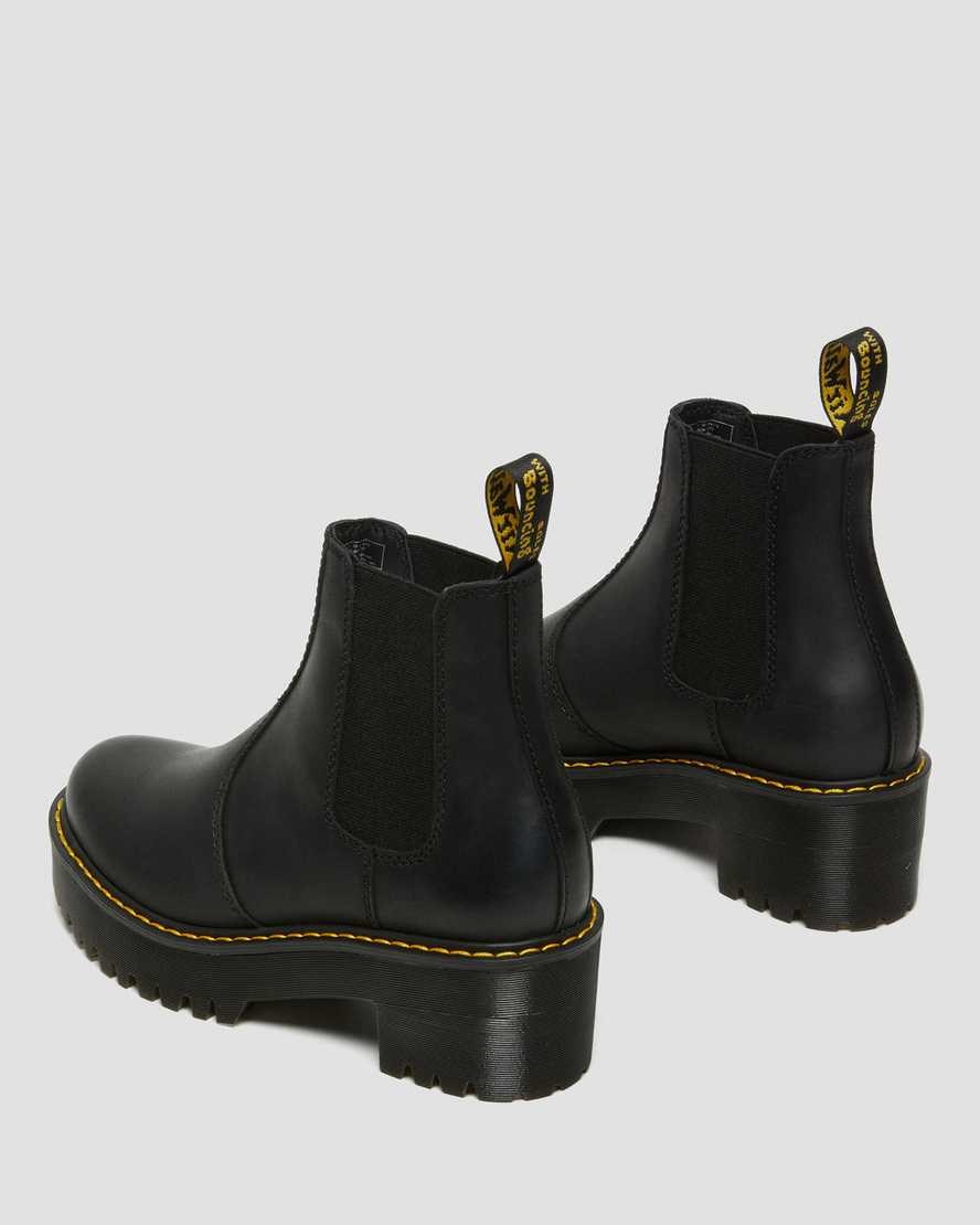 Black Burnished Wyoming Women's Dr Martens Rometty Wyoming Leather Platform Chelsea Boots | 120735-UVZ