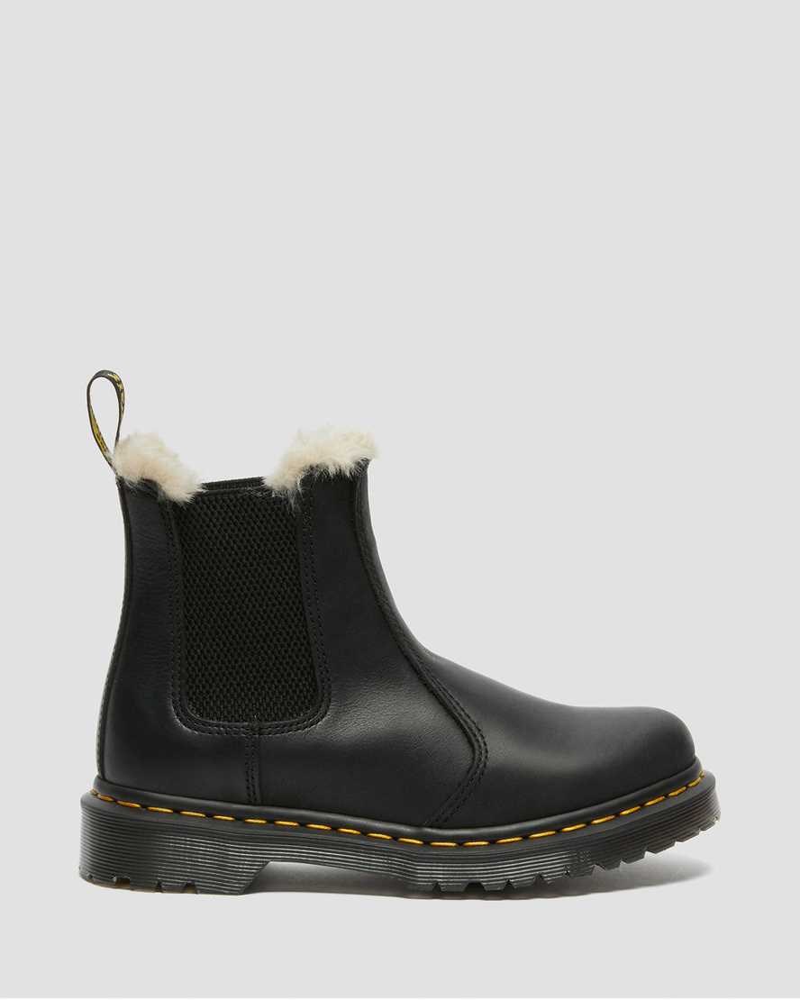 Black Burnished Wyoming Women's Dr Martens 2976 Faux Fur Lined Ankle Boots | 412380-SZW