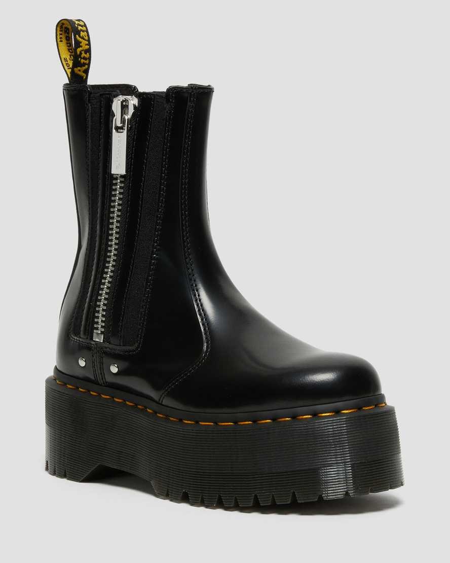 Black Buttero Leather Men's Dr Martens 2976 Max Leather Platform Zip Up Boots | 538102-ILR