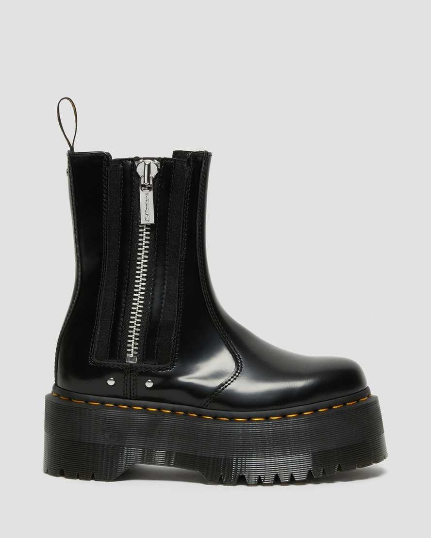 Black Buttero Leather Men's Dr Martens 2976 Max Leather Platform Zip Up Boots | 538102-ILR