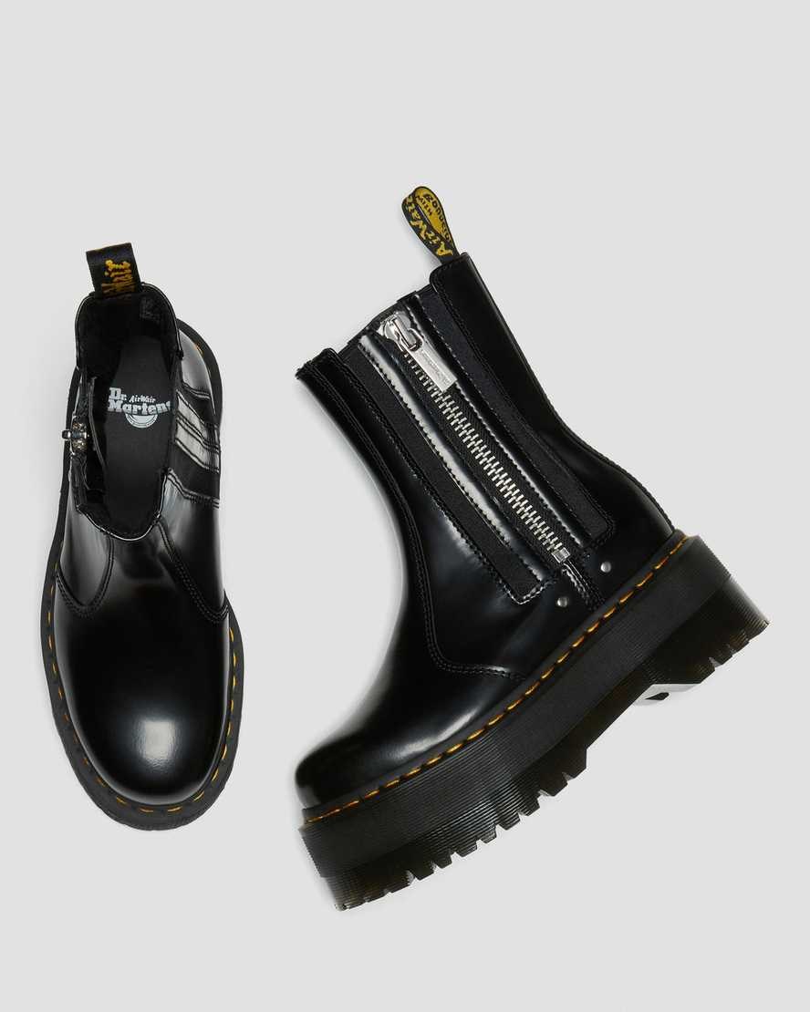 Black Buttero Leather Men's Dr Martens 2976 Max Leather Platform Zip Up Boots | 538102-ILR