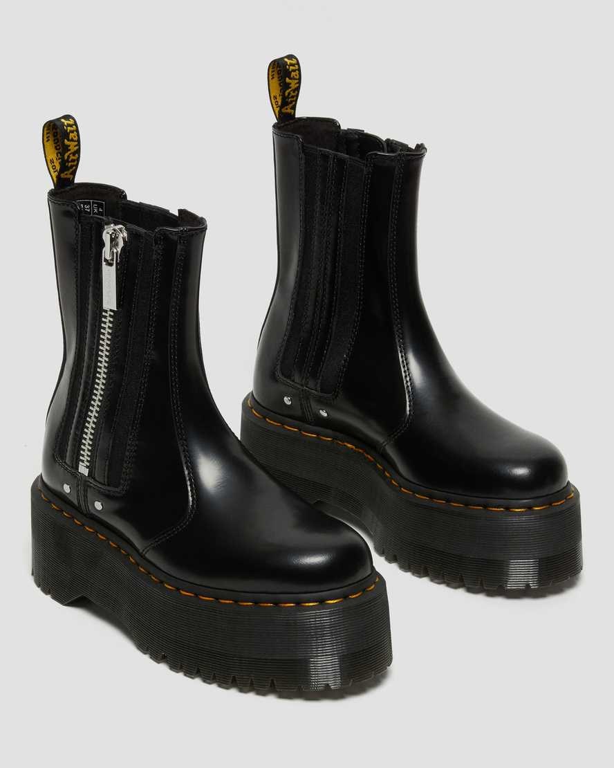 Black Buttero Leather Men's Dr Martens 2976 Max Leather Platform Zip Up Boots | 538102-ILR