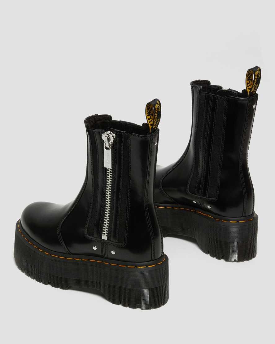 Black Buttero Leather Women's Dr Martens 2976 Max Leather Platform Zip Up Boots | 058762-QNW