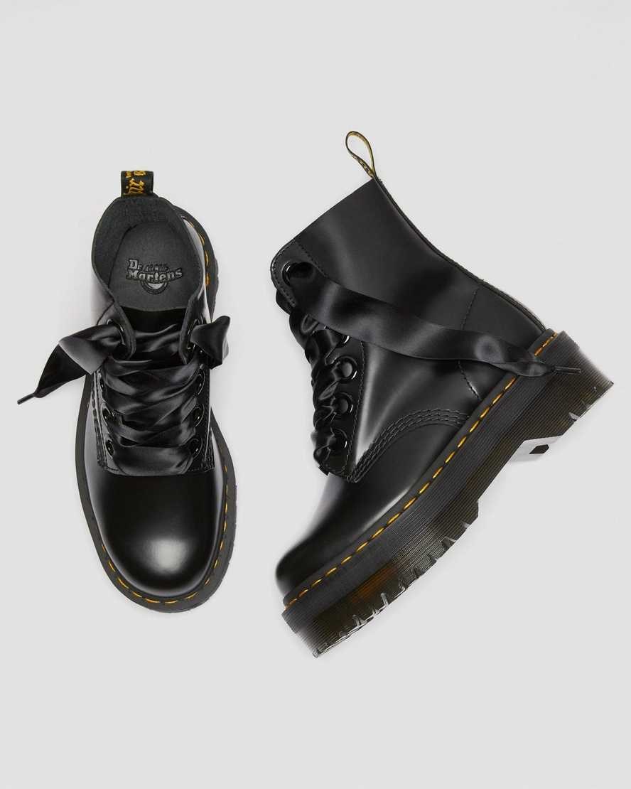 Black Buttero Leather Women's Dr Martens Molly Leather Lace Up Boots | 125480-NVE