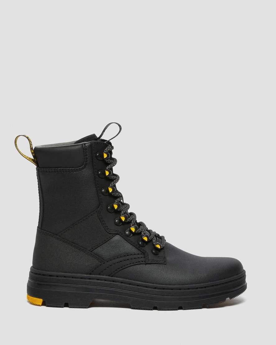 Black Coated Canvas Men's Dr Martens Iowa Coated Canvas Mix Ankle Boots | 184576-JNT